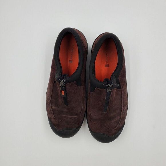Lands End Sneakers Size 6 B Women Brown Suede Zip Close - Picture 3 of 10